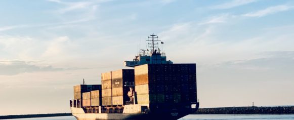 cargo ship on sea under blue sky during daytime